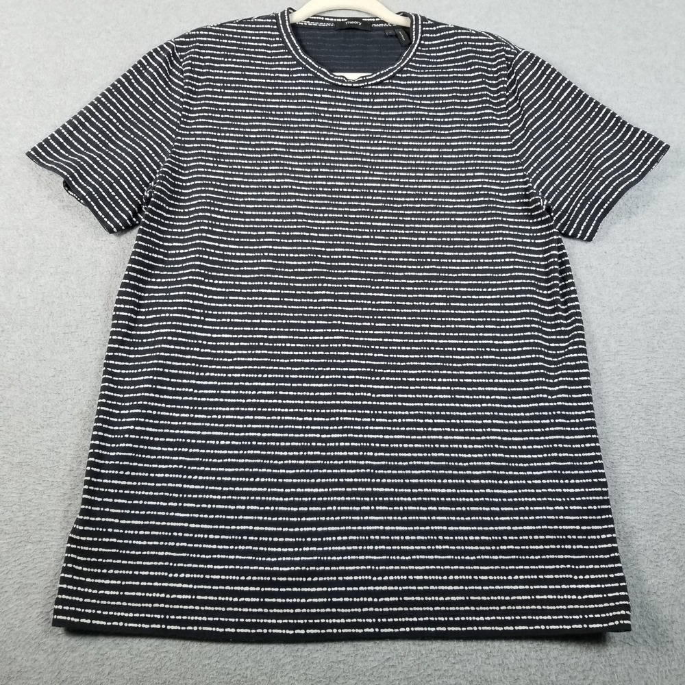 Theory T Shirt Men's L Large Navy White Striped Short Sleeves Cotton Clean Tee